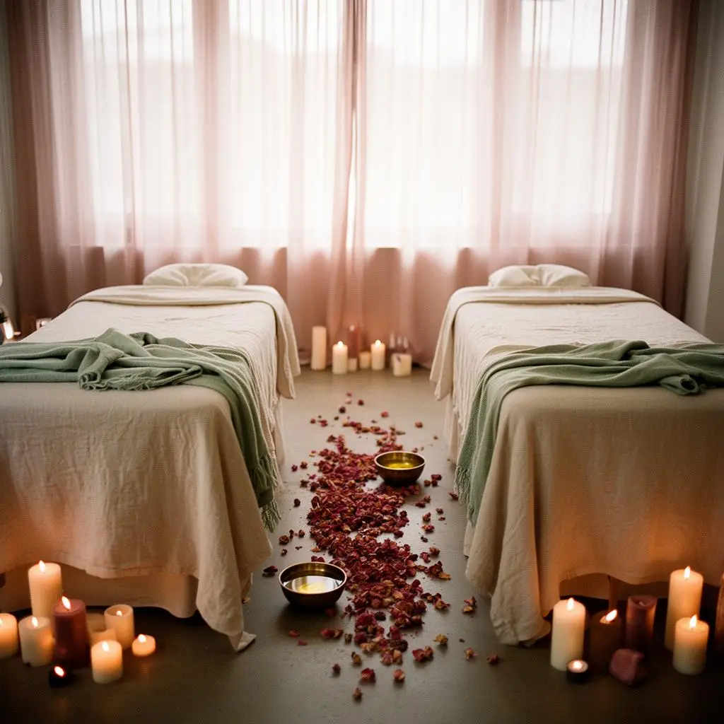 Two people relaxing during a couples massage at D4 Season Shoreline