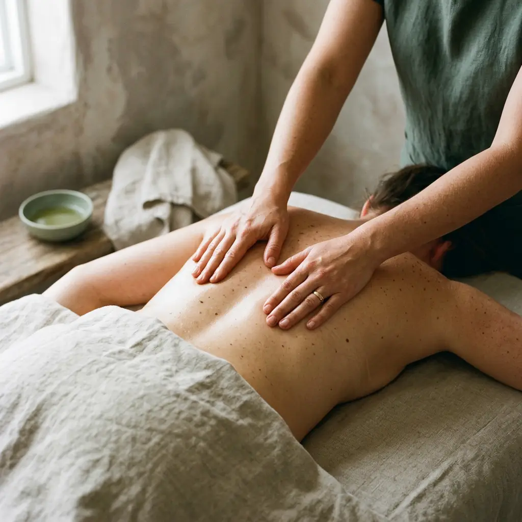 Deep tissue massage easing shoulder tension near Edmonds, WA