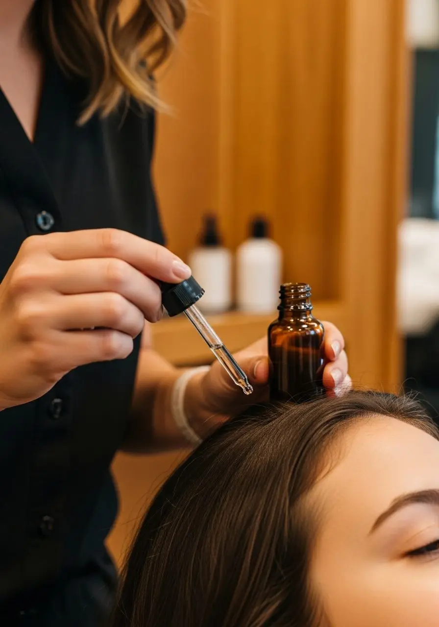 Hair and scalp conditioning during a scalp detox at D4 Season in Shoreline, WA